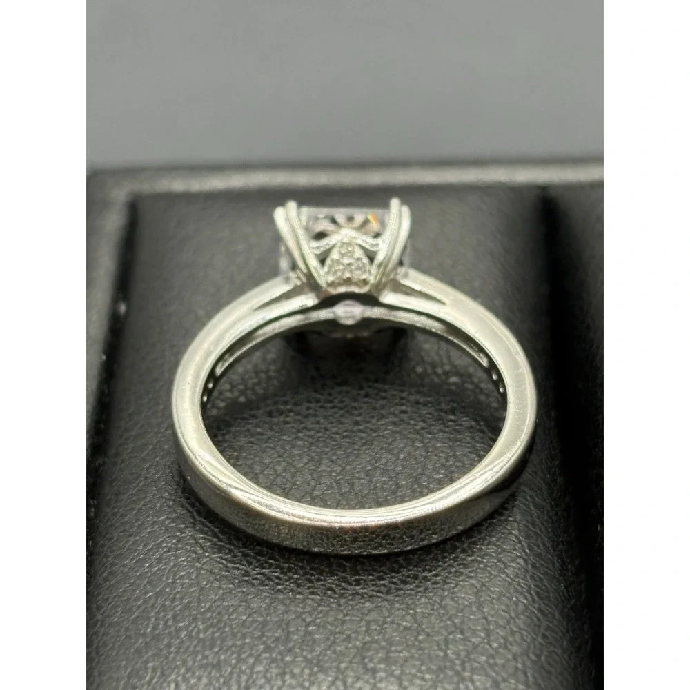New Condition Sterling Silver Cubic Zirconia AscherCut Engagement Ring Size 7 E5